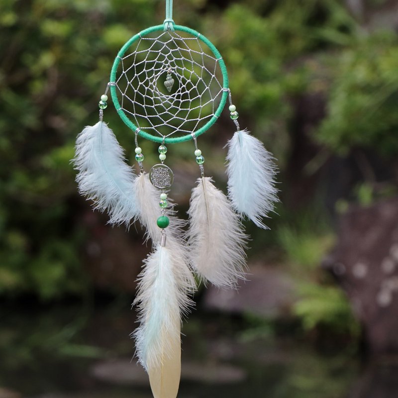 漫遊海岸丨送禮 手工編織 設計 Dreamcatcher 捕夢網丨掛飾-綠色 - 吊飾/掛飾 - 其他材質 綠色