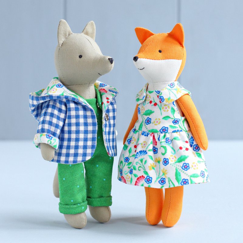 2 PDF Mini Wolf and Fox Stuffed Animals Sewing Patterns Bundle - 手工藝教學/工具書 - 其他材質 