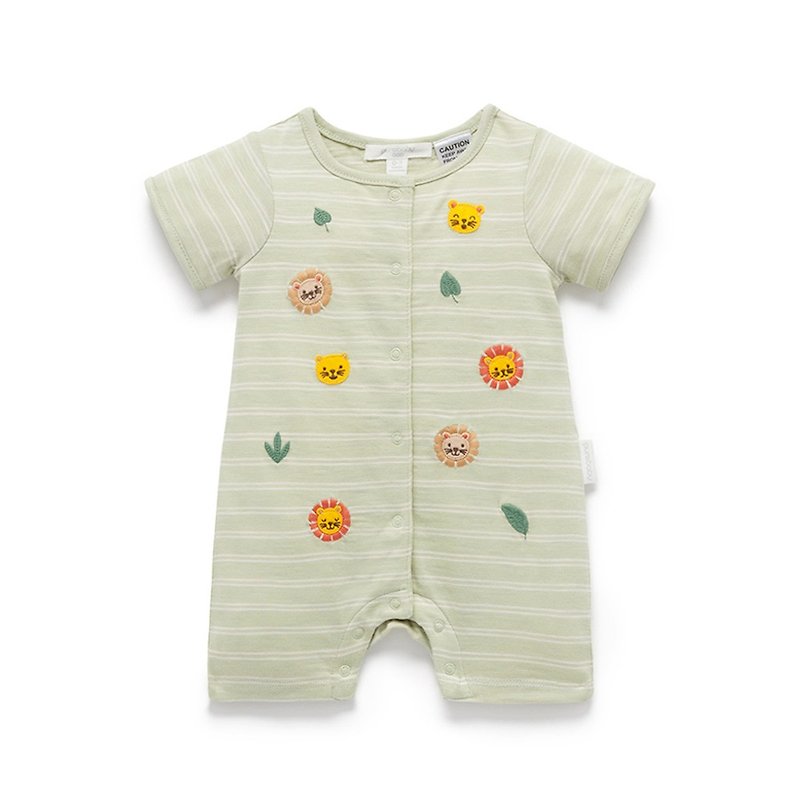 Australian Purebaby organic cotton baby short-sleeved jumpsuit/newborn onesies striped animal - Onesies - Cotton & Hemp 