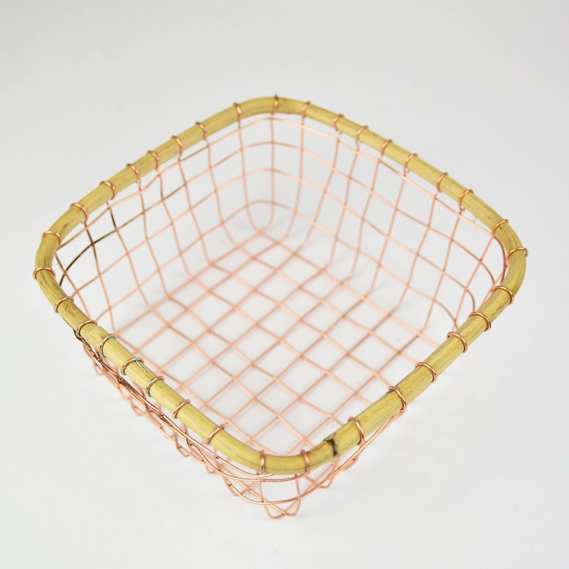 Iron basket series _ square type shallow basket _ fair trade - กล่องเก็บของ - โลหะ 