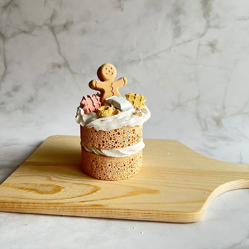 模擬デザートディフューザー石二層スポンジクリームケーキ ジンジャーブレッドマン ケーキ交換プレゼント - アロマ・線香 - その他の素材 イエロー