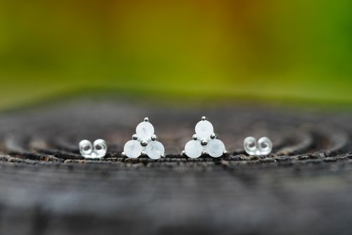 星空寶石 ∣ Starry Gems 烏代浦爾的白。肆。彩虹月光石耳環∣禮物 母親節 畢業