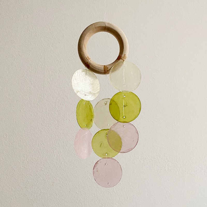 DIY-KIT| Italian stationery-Cherry Blossom-Round |Shell Wind Chime Mobile|#0-458 - อื่นๆ - เปลือกหอย สึชมพู