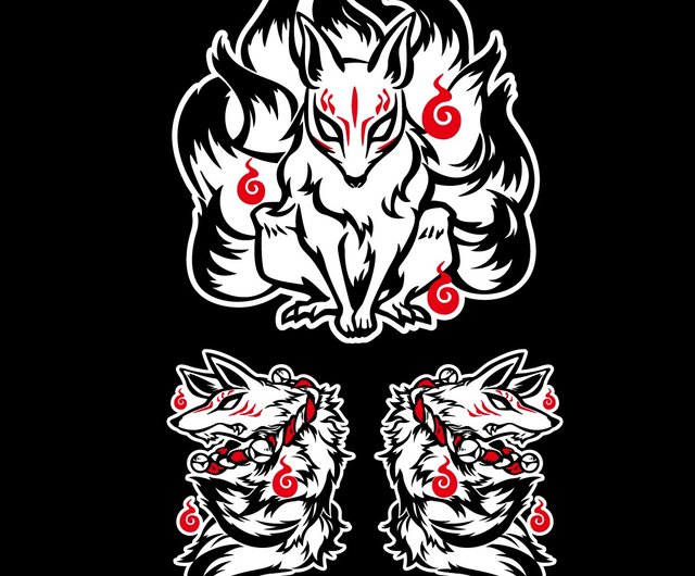 九尾のキツネの組み合わせ反射ステッカー防水車のステッカー 3