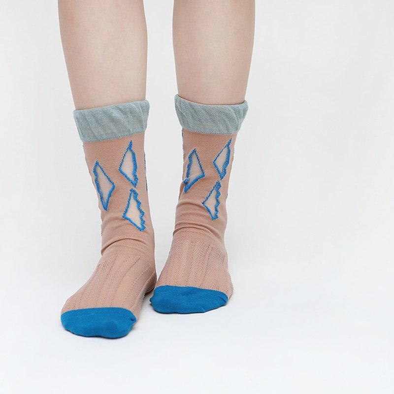 Scutellastra flexuosa1:1socks - ถุงเท้า - ผ้าฝ้าย/ผ้าลินิน สีนำ้ตาล