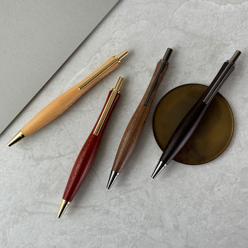 [24hrs customized shipping] Press-Xiaomanyao log ball pen free engraving (black F) - Ballpoint & Gel Pens - Wood Brown