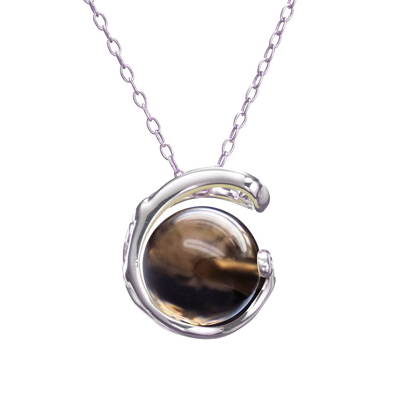 Smoky quartz Sterling Silver Necklace, brown color Birthstone Jewelry, - สร้อยติดคอ - เครื่องเพชรพลอย สีนำ้ตาล