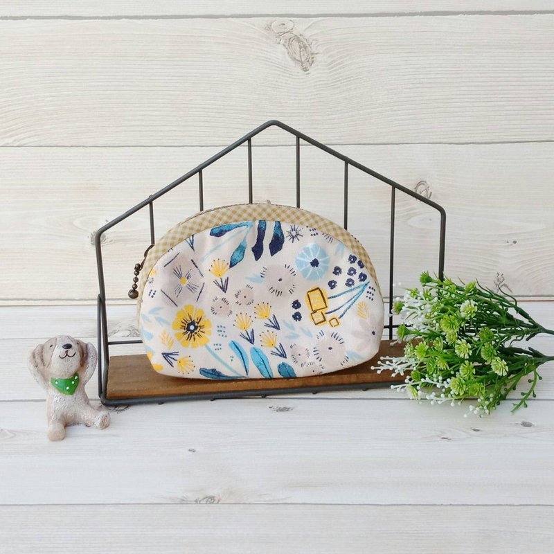 【零錢包】韓系花卉 - 零錢包/小錢包 - 棉．麻 灰色