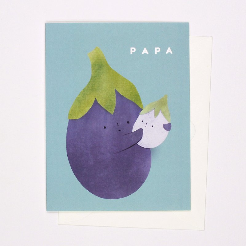 PAPA การ์ดอวยพรมะเขือม่วงพ่อลูก - การ์ด/โปสการ์ด - กระดาษ สีม่วง
