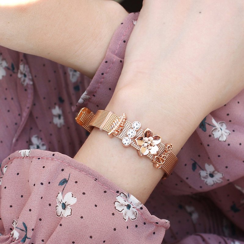 Holly HOURRAE cherry blossom festival limited popular Rose Gold series [including four small accessories] - Bracelets - Stainless Steel Gold