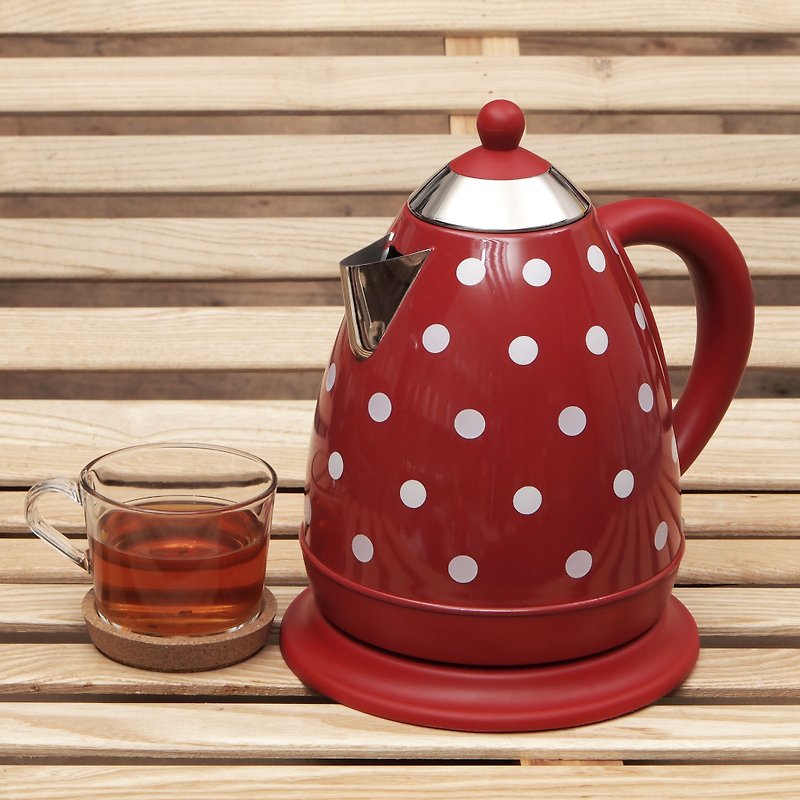 1.7L Cordless Electric Rapid Boil Water Kettle - Big Red Polka - Pitchers - Other Metals Red