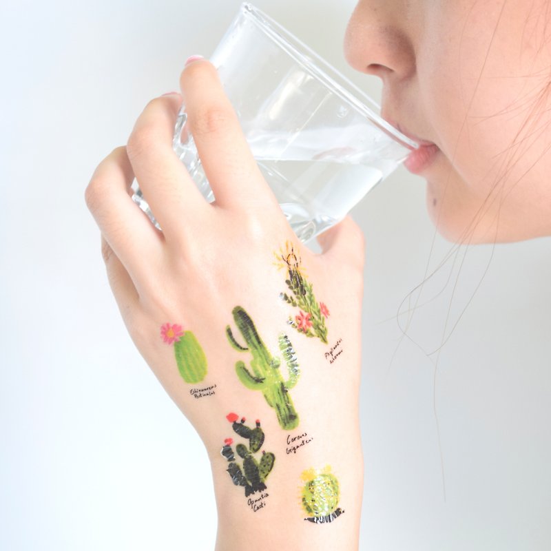 仙人掌刺青 紋身貼紙 植物 - 紋身貼紙/刺青貼紙 - 紙 綠色