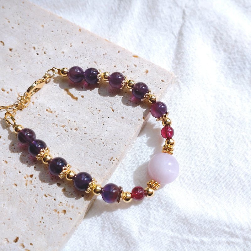 Garnet Kunzite Amethys natural stone crystal bracelet - Bracelets - Crystal 