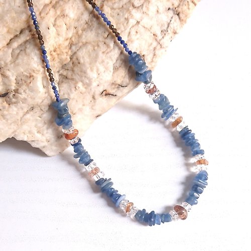 JSS gemstone Jewelries 藍晶石和金紅石英藍古董項鍊