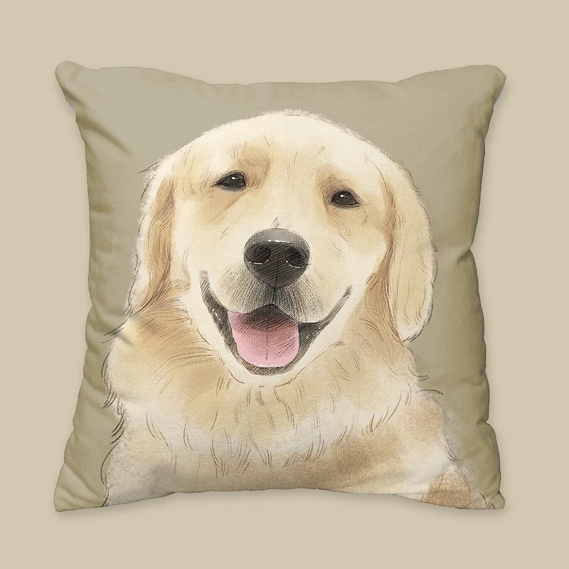 [I will always love you] Classic Golden Retriever Dog Animal Pillow/Pillow/Cushion - หมอน - ผ้าฝ้าย/ผ้าลินิน สีนำ้ตาล
