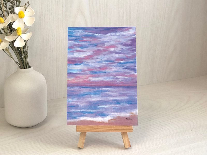 29/ Lavender Sky, bycolaa oil pastel postcard - การ์ด/โปสการ์ด - กระดาษ 