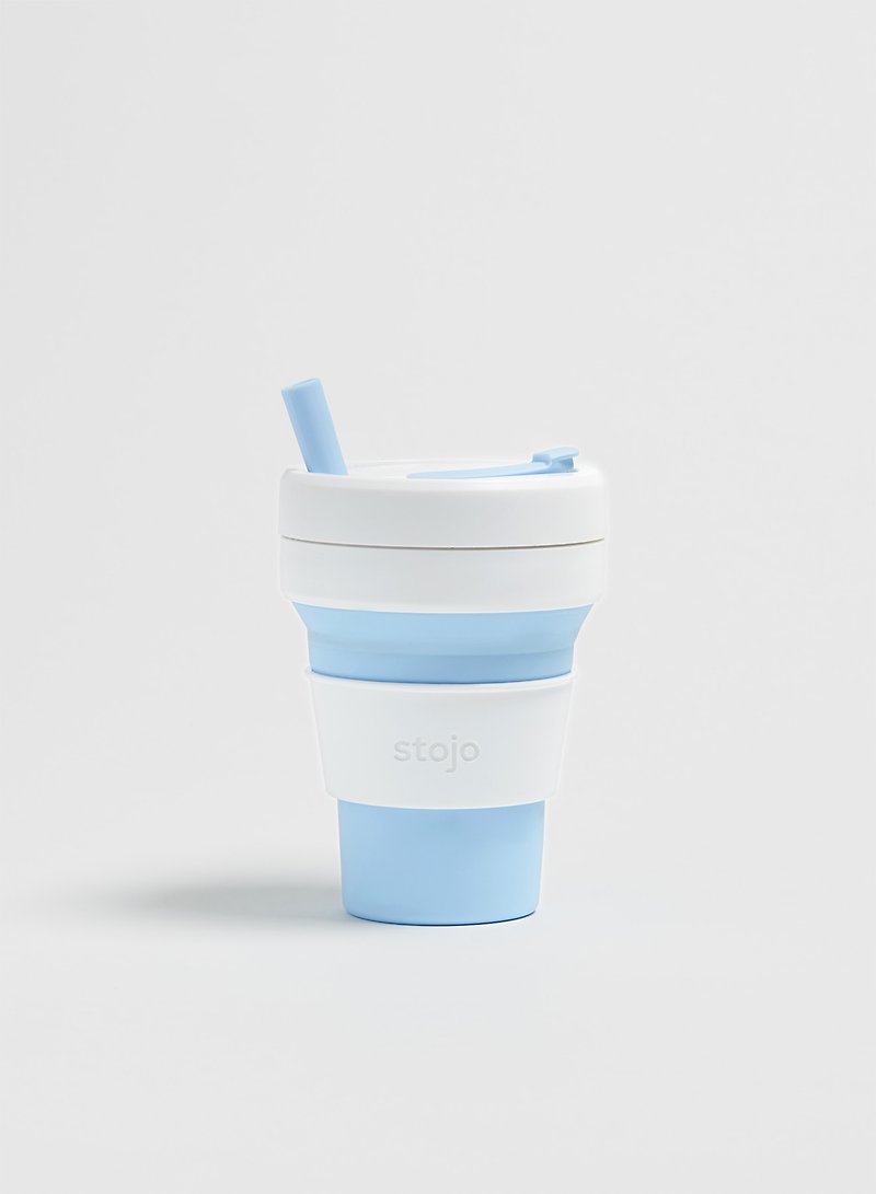Stojo - 環保高耐熱矽膠摺疊杯-天藍色