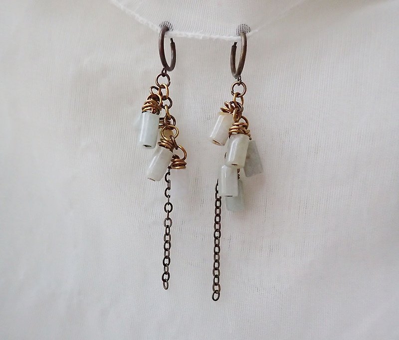 jade bead-earrings - ต่างหู - หยก 