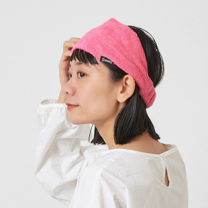 CHARM 日本製 パイル のびのび バンダナ ヘアバンド - 髮夾/髮圈 - 棉．麻 粉紅色