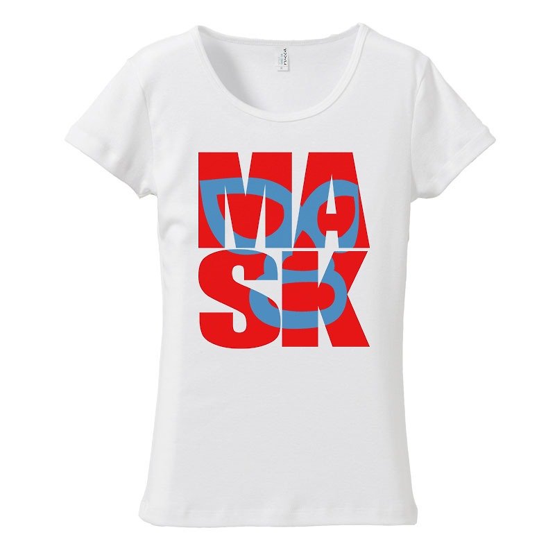 [Women's T-shirt] MASK - เสื้อยืดผู้หญิง - ผ้าฝ้าย/ผ้าลินิน ขาว