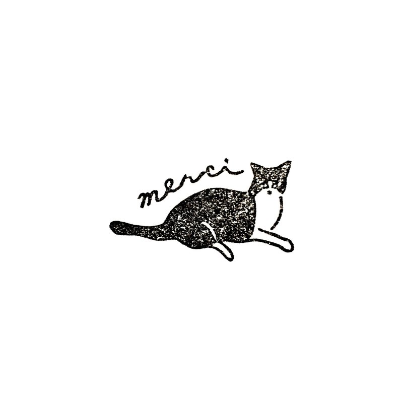 橡膠 印章/印台 灰色 - Cat merci