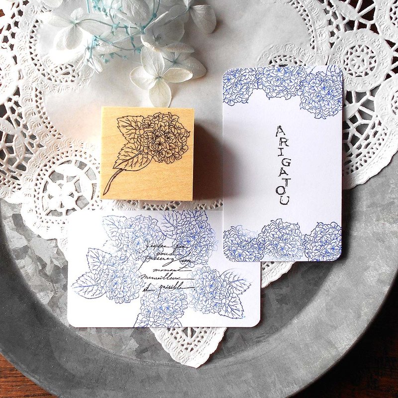 Hydrangea rubber stamp, antique style, one point stamp - ตราปั๊ม/สแตมป์/หมึก - ไม้ สีนำ้ตาล