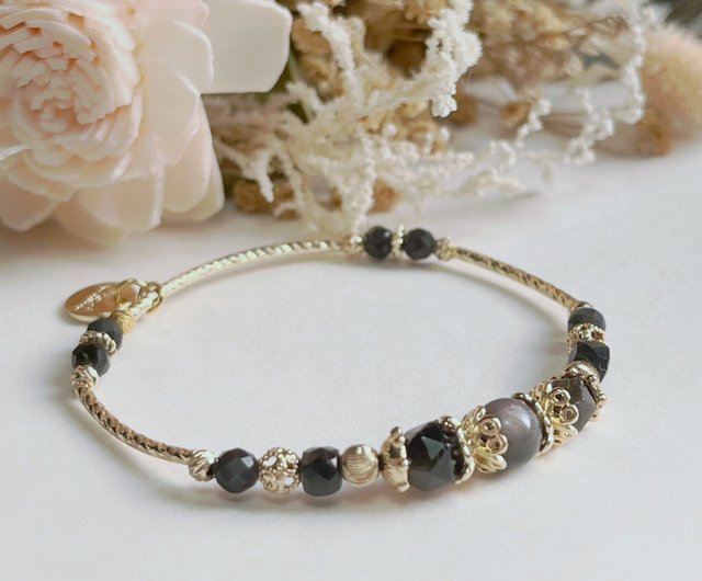 オブシディアンのお花 バラ 天然石 フラワー 幸運 ラッキー