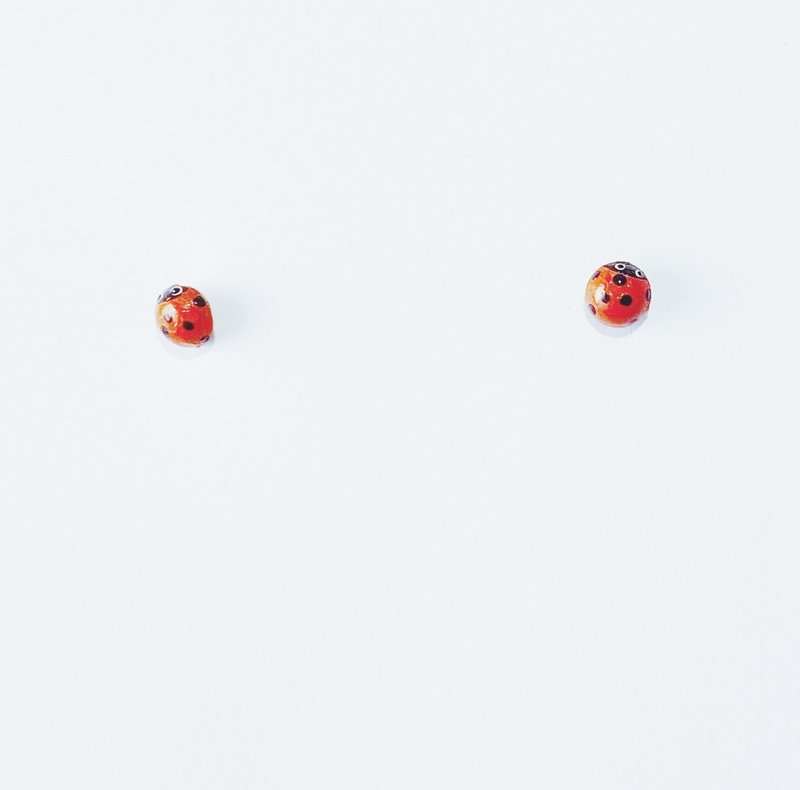 Hand-painted earrings - Ladybug - Earrings & Clip-ons - Stainless Steel Red