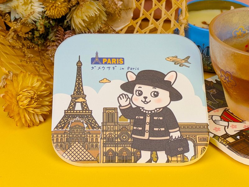 陶瓷杯墊【廢兔 in Paris】 - 杯墊 - 陶 