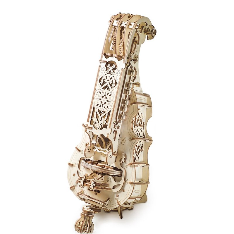 /Ugears/ Ukrainian wooden model hand-operated organ Hurdy-gurdy - แกดเจ็ต - ไม้ สีกากี