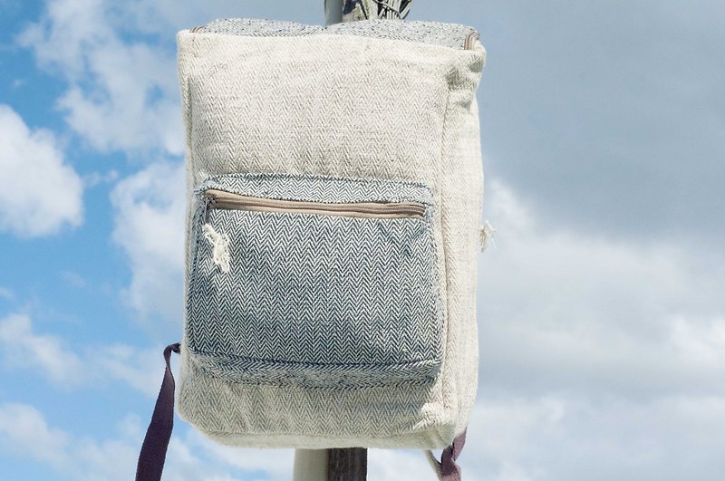 Cotton and linen stitching design backpack / shoulder bag / ethnic mountaineering bag / patchwork bag / computer bag - South American geometry - กระเป๋าเป้สะพายหลัง - ผ้าฝ้าย/ผ้าลินิน หลากหลายสี