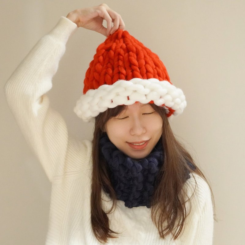 [Stand-wheel needle knitting] Wool Christmas party hat is OK for newbies - Knitting / Felted Wool / Cloth - Other Materials 