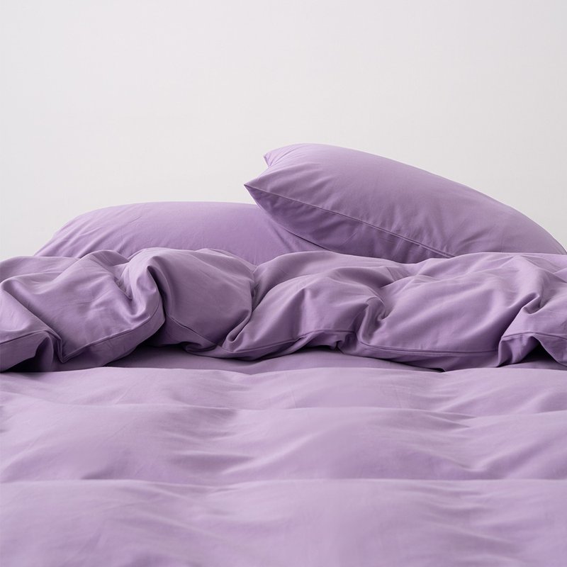 Light snow purple 60 soft skin-friendly pure cotton bed sheet pillowcase quilt cover double bed four-piece set - เครื่องนอน - ผ้าฝ้าย/ผ้าลินิน สีม่วง