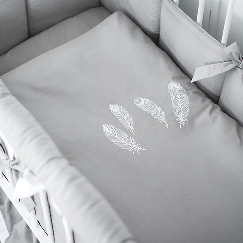 Cot and Cot Newborn neutral gender bedding set – monogrammed bedding - gray nursery