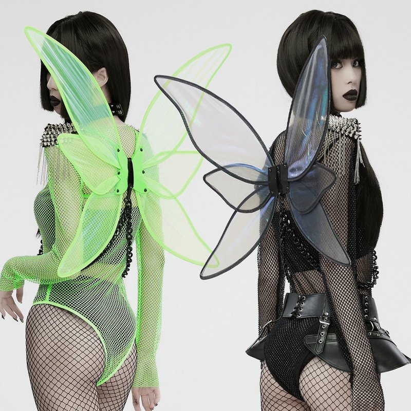 Cyberpunk Dark Fairy Butterfly Wings - Black/Green - อื่นๆ - วัสดุอื่นๆ หลากหลายสี