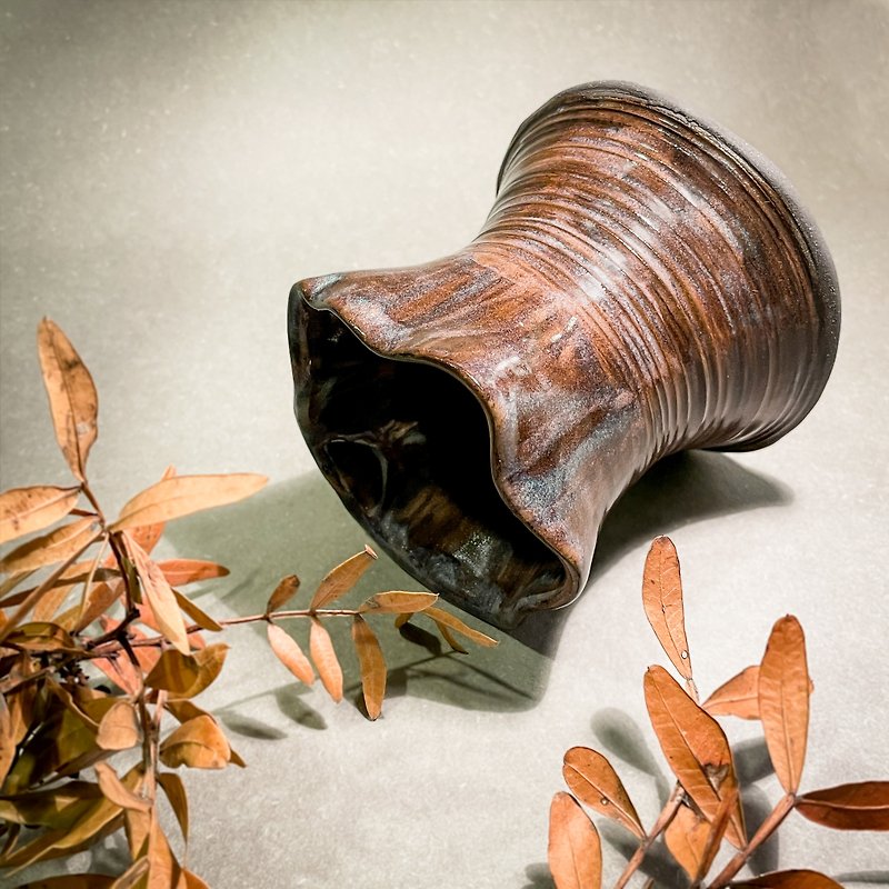 花器 | 日本信樂黑泥花器 - 花瓶/陶器 - 陶 多色