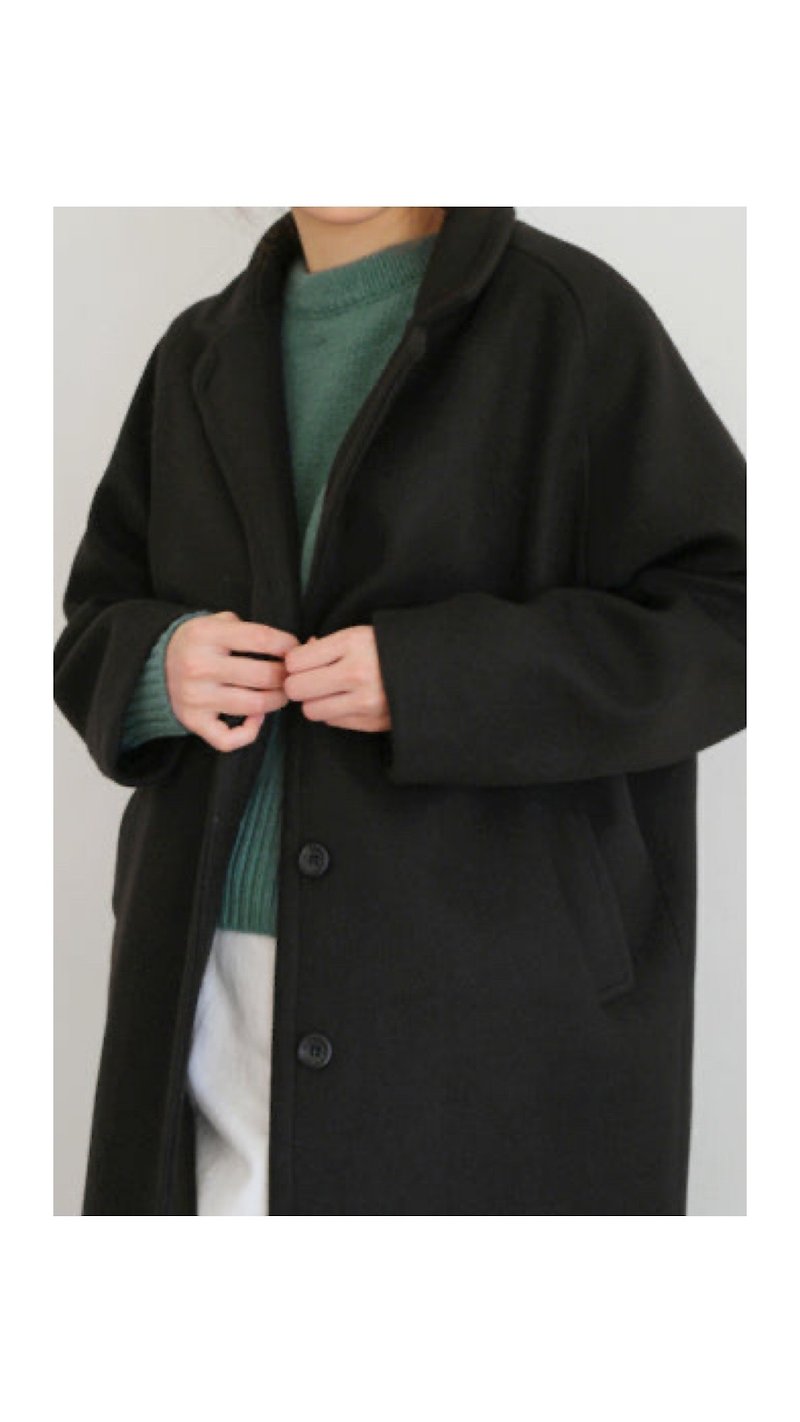 Ann Coat Black Wool Breasted Long Coat Ready M - Women's Casual & Functional Jackets - Wool 