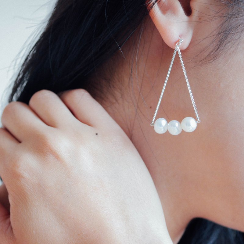 pearl triplets - Earrings & Clip-ons - Sterling Silver 