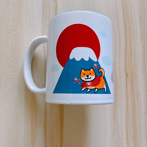 米利工作室 富士山 柴犬 水豚 馬克杯 內部藍色