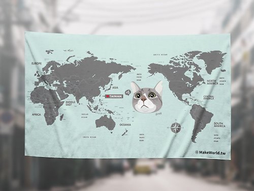 MakeWorld.tw 地圖製造 Make World地圖製造貓咪浴巾(灰貓)