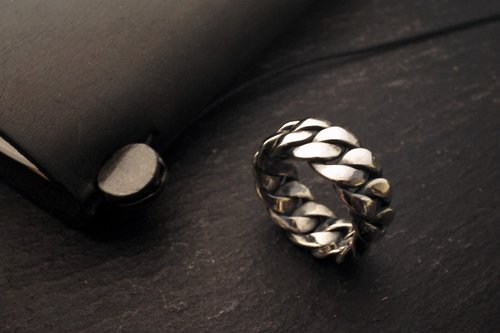 Silversmith 925 純銀闊編織戒指(R108) - 手作