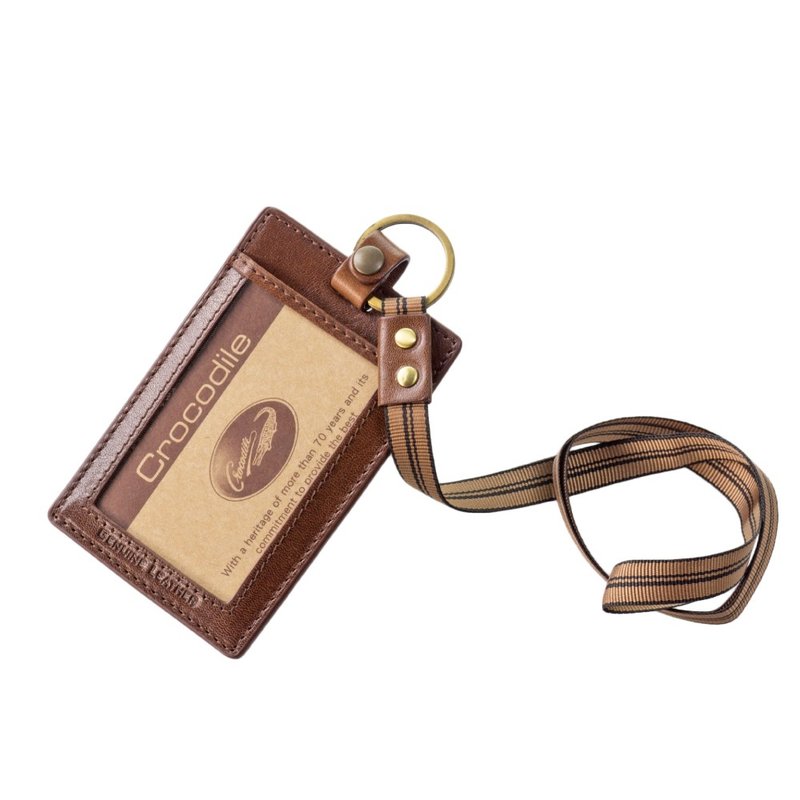 [Recommended best-selling products for gift giving] Straight identification card ID tag vegetable tanned leather exchange gift - ID & Badge Holders - Genuine Leather Brown