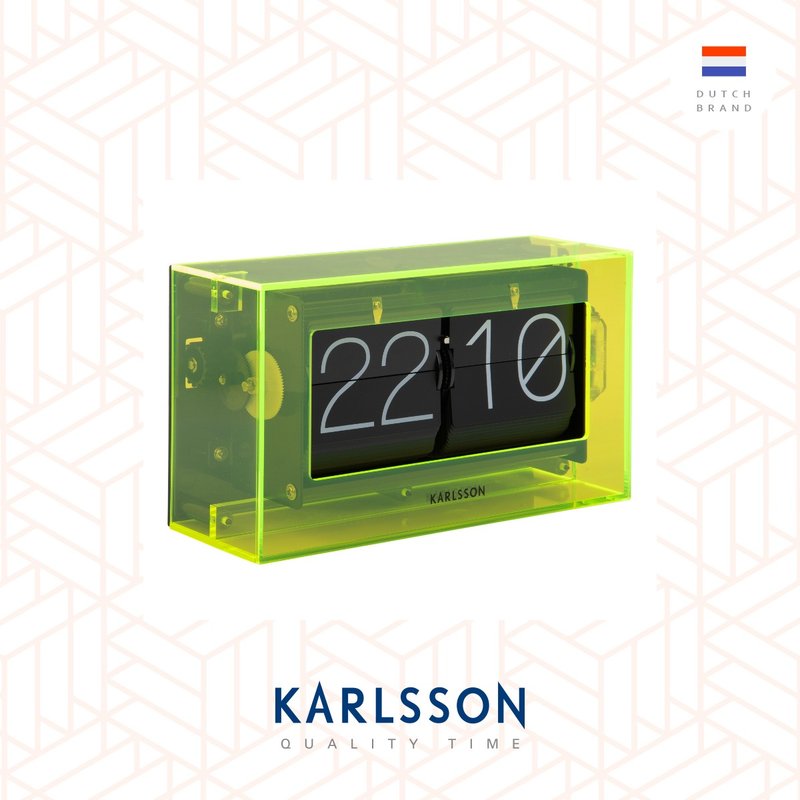 Karlsson, Flip clock Boxed acrylic neon yellow 透明黃翻頁鐘 - 時鐘/鬧鐘 - 壓克力 黃色