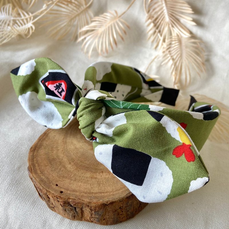 髮箍/兔耳髮箍/日式飯糰 - 髮箍/髮帶 - 棉．麻 綠色