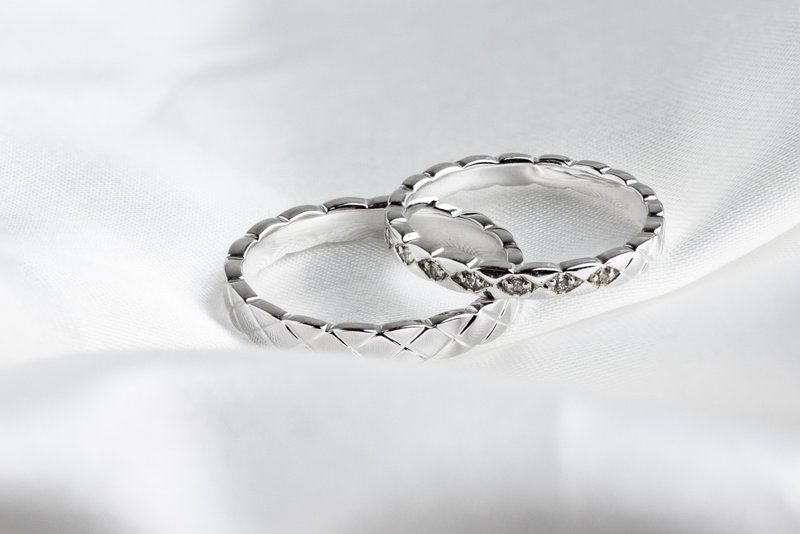 【Ideal】18K gold • Gold Vermeil •  COUPLE RING • WEDDING RING - Couples' Rings - Sterling Silver Silver