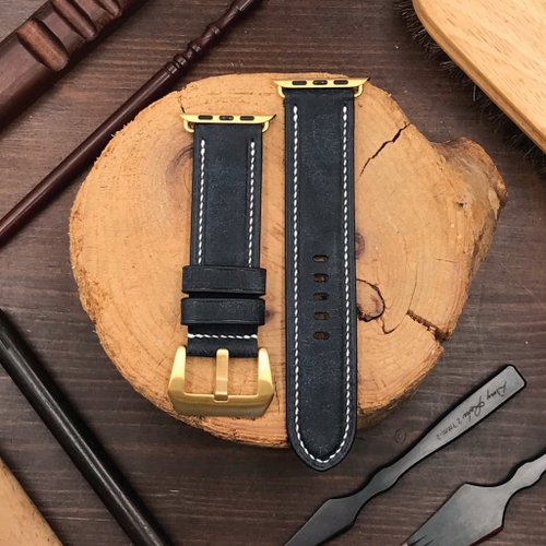 Bara Asah Workshop 【AppleWatch錶帶】深藍色磨砂牛皮/法國防汗皮/義大利皮革