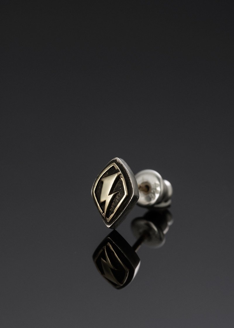Lightning Pierce | Lightning Rhombus Knight Earrings / 18K Gold Earrings - Earrings & Clip-ons - Sterling Silver Silver