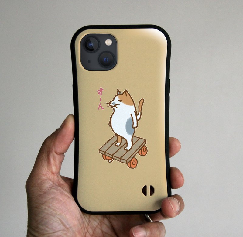 グリップiPhoneケース　猫がすーん　ベージュ - 手機殼/手機套 - 塑膠 卡其色