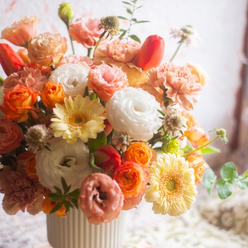ARSOA Fresh Flower Set ピンク+オレンジ【おまとめ】 Sweet orange pink flower table flowers | Opening gifts