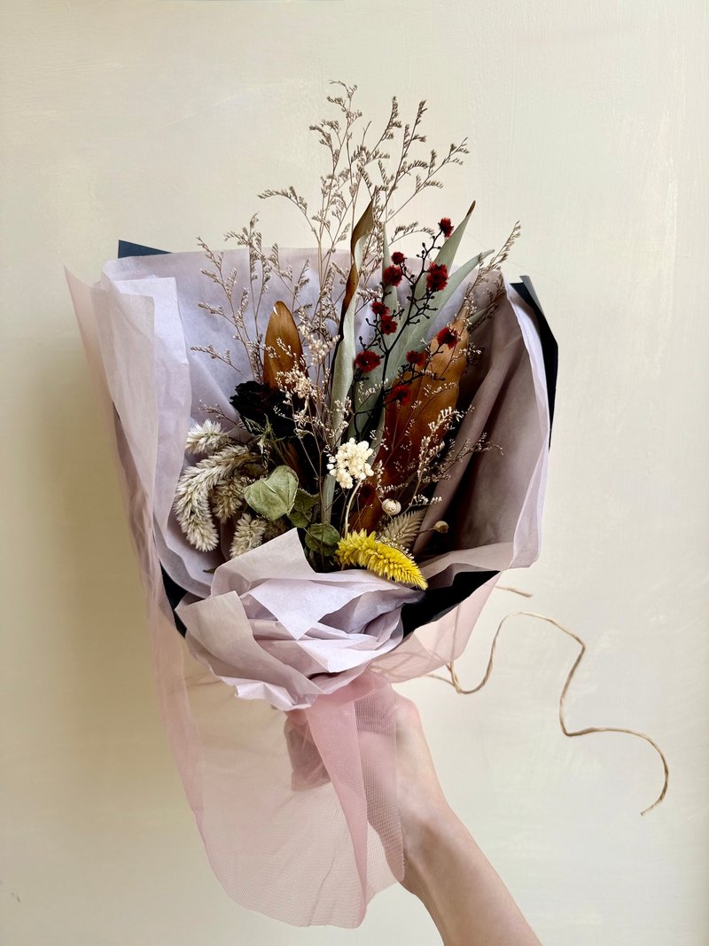 粉黑色系永生花、乾燥花、客製花禮、珍珠 - 乾燥花/永生花 - 植物．花 粉紅色